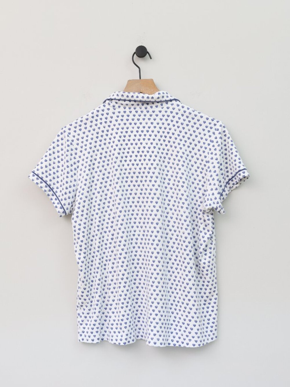 Roller Rabbit Hearts Polo Pajama Top White Blue Large - Picture 3 of 4